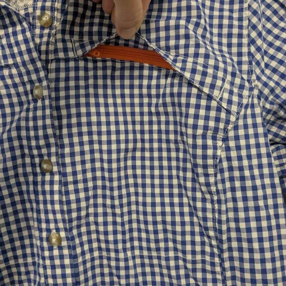 Orvis River Guide Shirt Dress Womens Size Med Blue White Checker Gingham Active - Picture 7 of 11